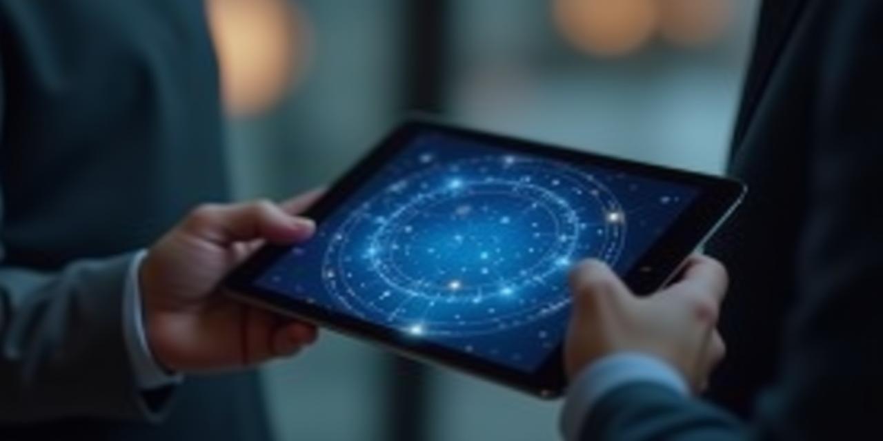 Berater zeigt Sternenkarte auf Tablet